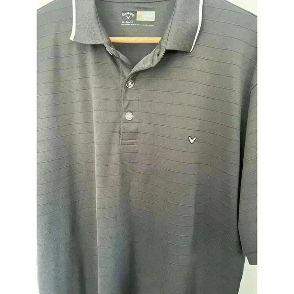 Callaway Opti-Dri Golf Ribbed Charcoal Short Sleeve Mens Polo Shirt XL Large - Picture 5 of 6